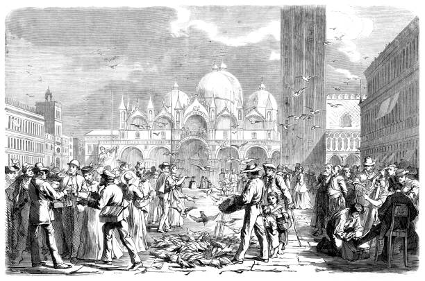 st marks square wenecja włochy ilustracja 1866 - 1866 stock illustrations