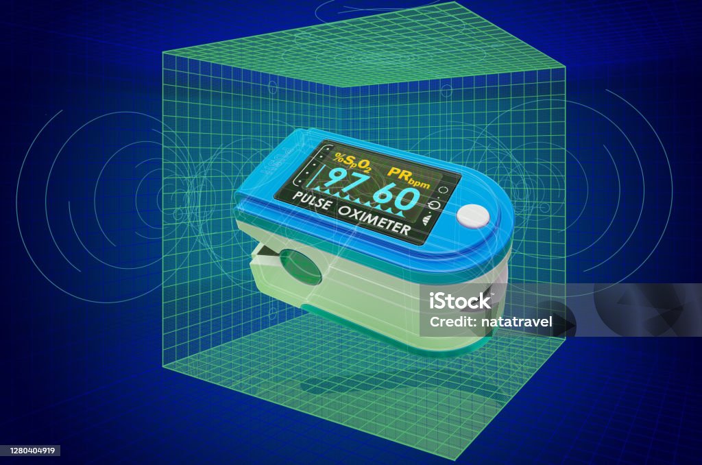 Spo2 Probe Sketch Visualization 3d Cad Model Of Pulse Oximeter Fingertip Blueprint 3d ...