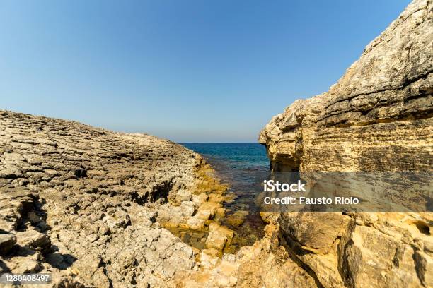Beautiful Seascape Of Balata Liscia In Augusta Province Of Syracuse Sicily Italy Stock Photo - Download Image Now
