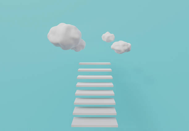 istock white stair steps and clouds, stairway to Heaven, 3d render 1280409579