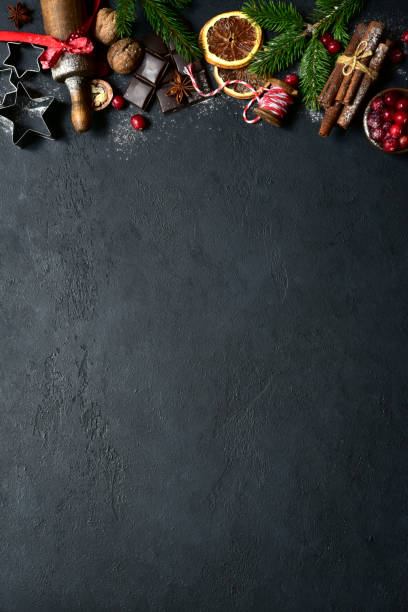 istock Christmas baking background with ingredients for making cake or biscuit 1280414243