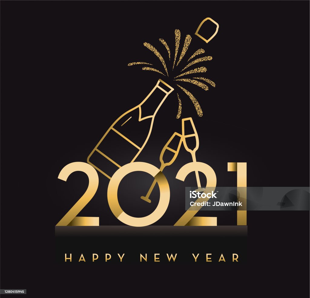 Happy New Year 2020 Greeting Card Banner Design In Gold And ...
