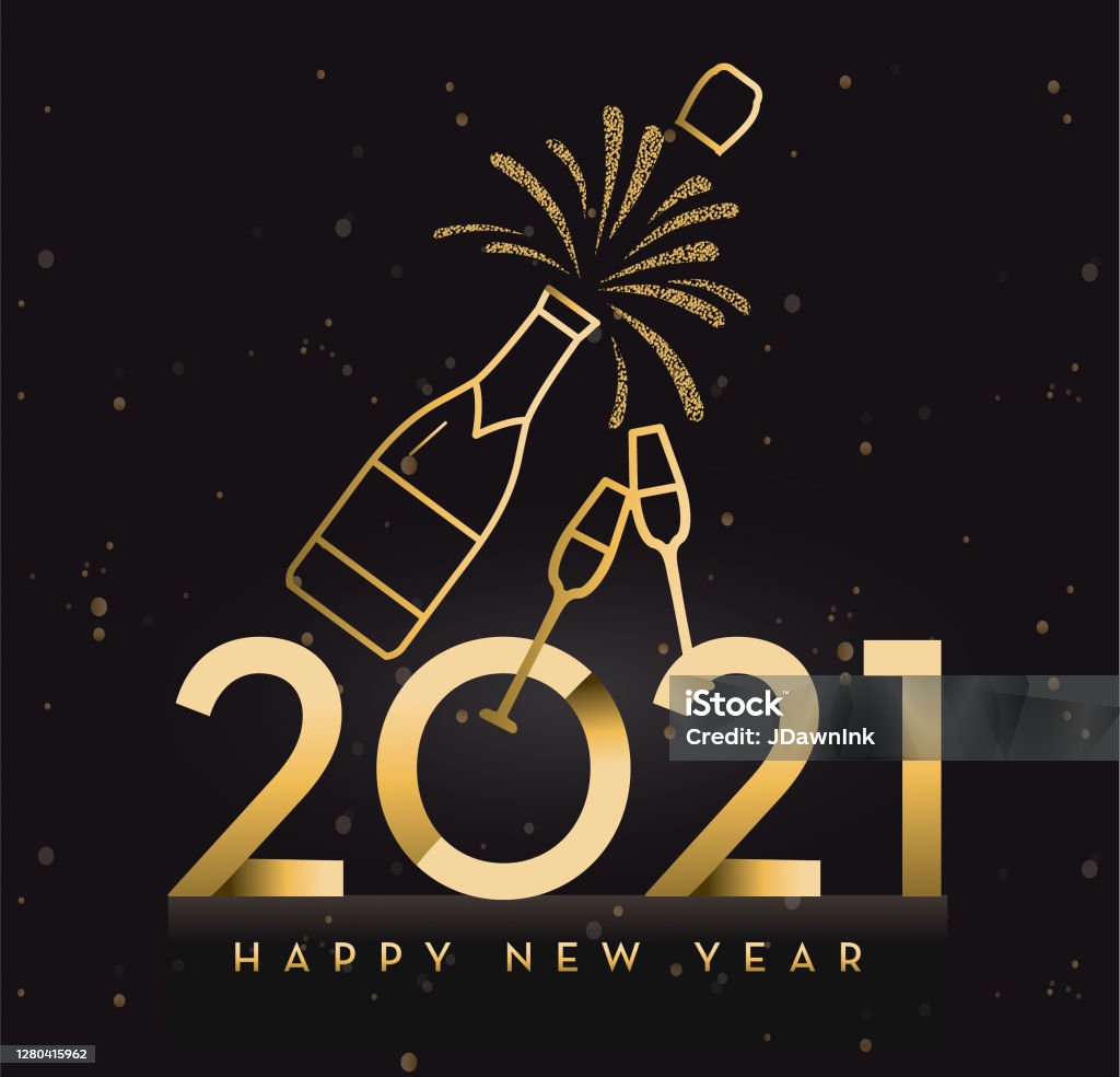Happy New Year 2020 Greeting Card Banner Design In Gold And ...