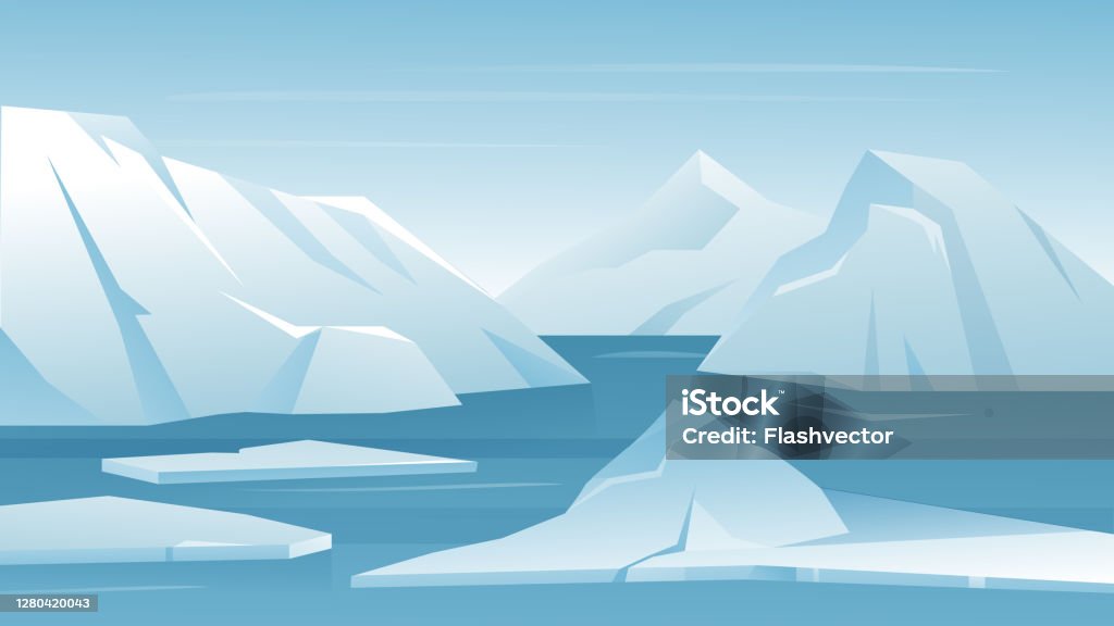 Arctic Antarctic Landscape Cartoon Frost Nature Scenery Of North With  Iceberg Mountain Ice Glacier Stock Illustration - Download Image Now -  iStock