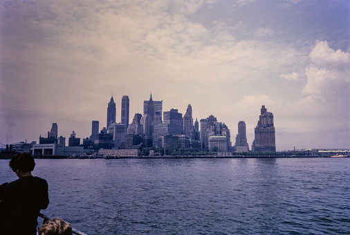 Manhattan skyline in New York across Hudson river, showcasing the impressive architecture and modern cityscape