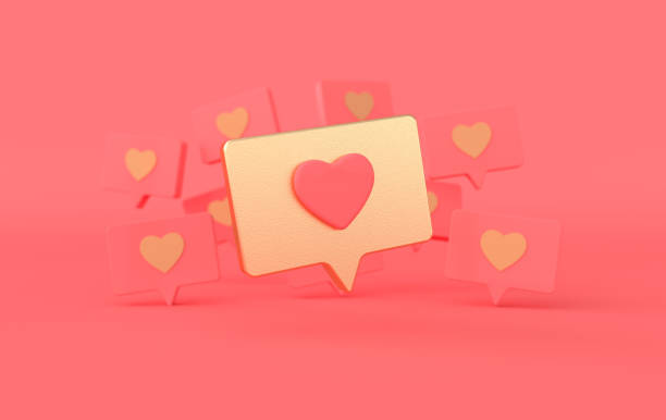 istock Like heart icon on a pin 3d rendering. Social media notification. Social network symbol background. I like it! 1280424559
