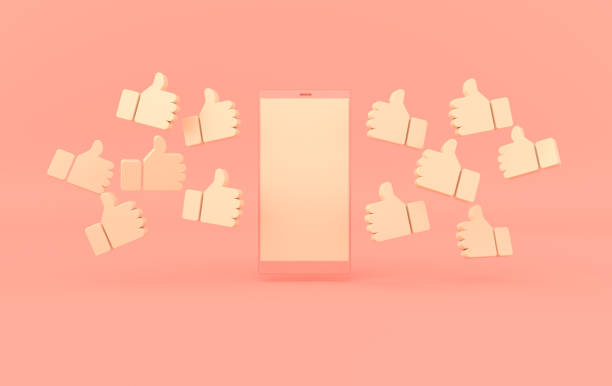 istock Like icon 3d rendering. Social media notification. Social network symbol background. Hand, big finger up and smartphone. I like it! 1280424577