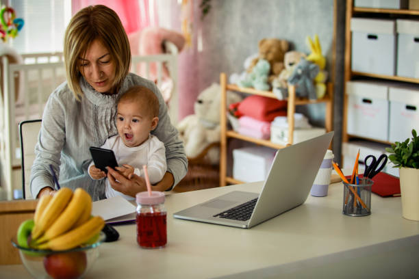 istock Fun for the little girl while mother works hard 1280425322
