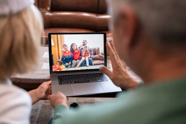 istock Family In Christmas video call. 1280425428