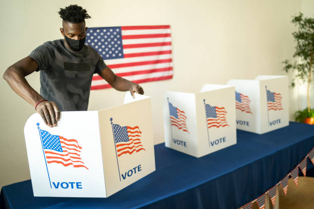 istock Preparing the voting booths for Election Day 1280425677