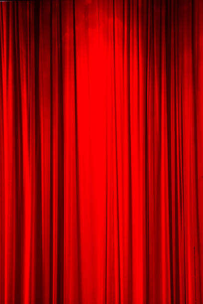 istock Red curtain background or backdrop copy-space, with folds and creases. 1280436794