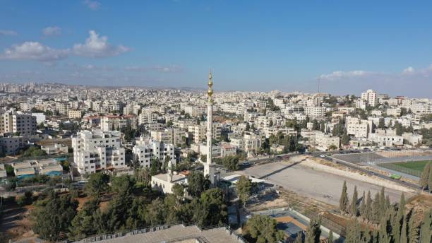 istock Golden Mosque Tower Minaret in Beit Hanina, Aerial view 1280437574