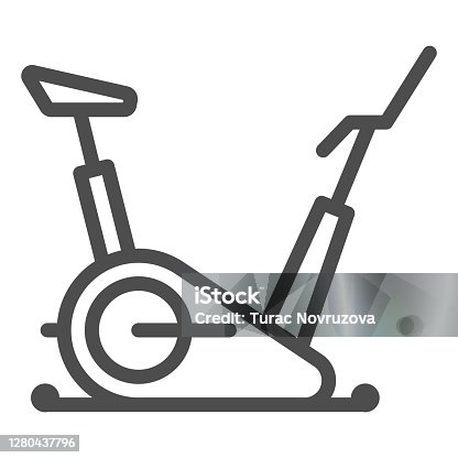 istock Exercise bike line icon, Gym concept, stationary bike sign on white background, Fitness cycling icon in outline style for mobile concept and web design. Vector graphics. 1280437796