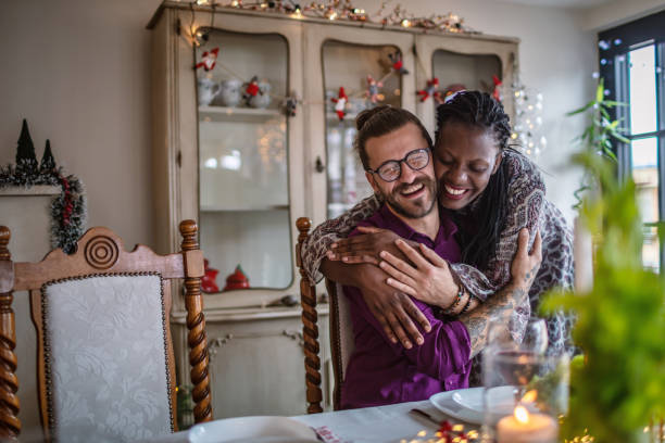 istock Happy couple celebrating Christmas 1280447736