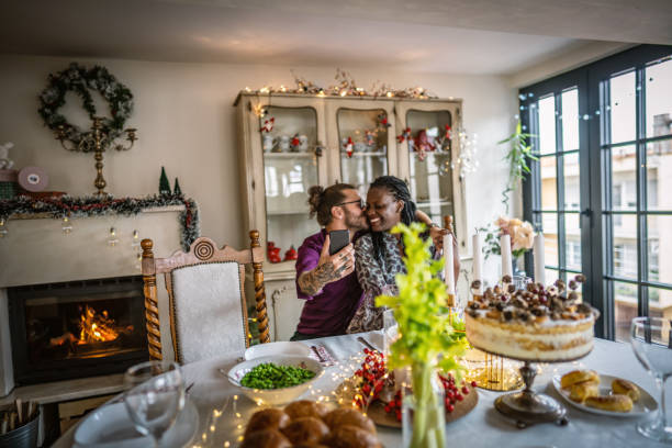 istock Making selfie on a Christmas Eve 1280448673