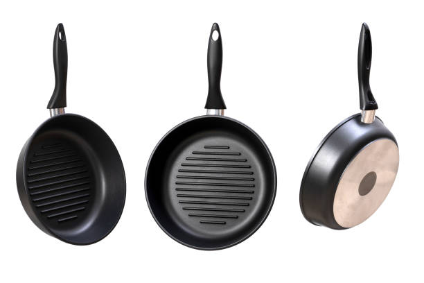 istock new round grill pans isolated on white background. side view and top view 1280452199