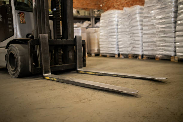 Electric Forklift Truck in Distribution Warehouse