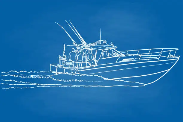 Vector illustration of Fishing Trip On The Ocean Chalkboard