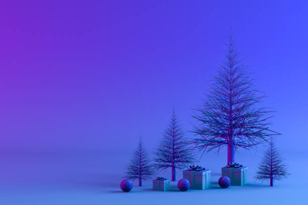 istock Christmas Tree, Neon Lighting, Minimal New Year, Christmas Concept 1280458574