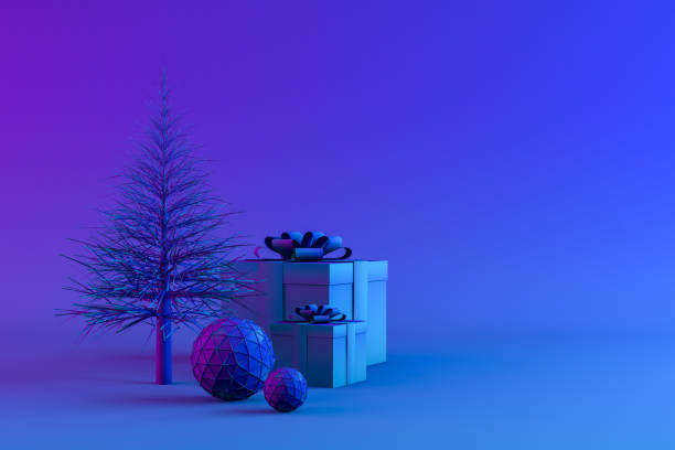 istock Christmas Tree, Neon Lighting, Minimal New Year, Christmas Concept 1280459239