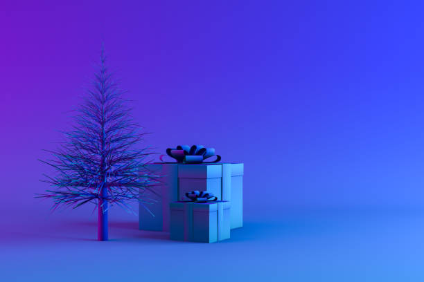 istock Christmas Tree, Neon Lighting, Minimal New Year, Christmas Concept 1280459275