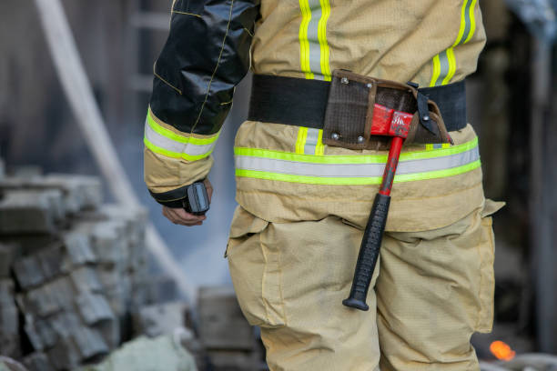 istock Russian firefighter is on call, in the process of extinguishing a fire 1280459324