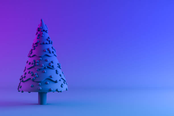 istock Christmas Tree, Neon Lighting, Minimal New Year, Christmas Concept 1280459703