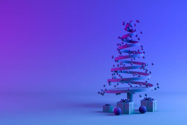 istock Christmas Tree, Neon Lighting, Minimal New Year, Christmas Concept 1280459739