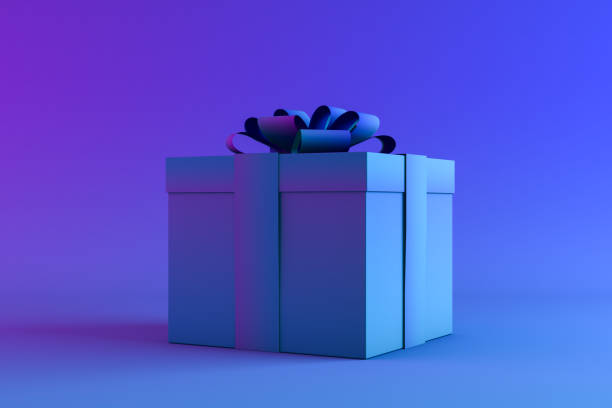 istock Gift Box, Neon Lighting, Minimal New Year, Christmas Concept 1280459813