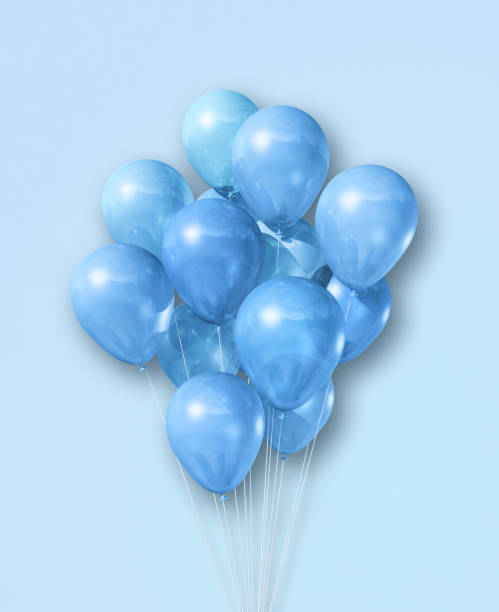 istock Cyan air balloons group on a light blue background 1280463090