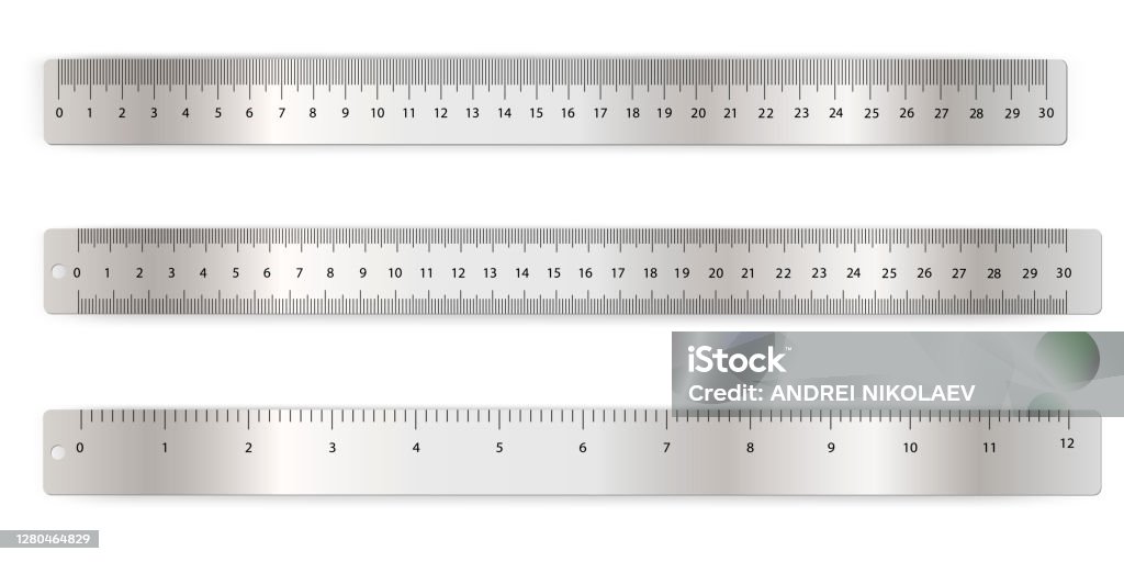 A Set Of Metal Rulers Stock Illustration - Download Image Now