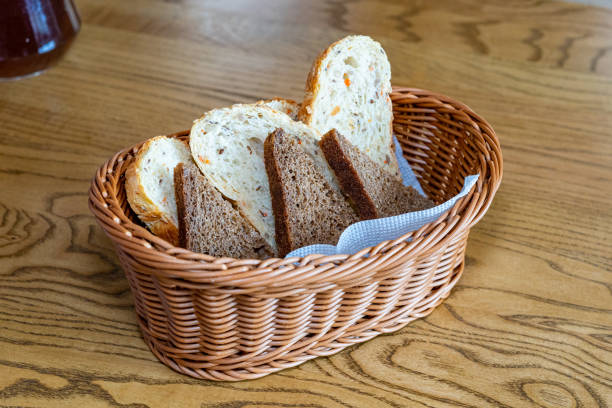 istock Black and white bread in a basket 1280468419