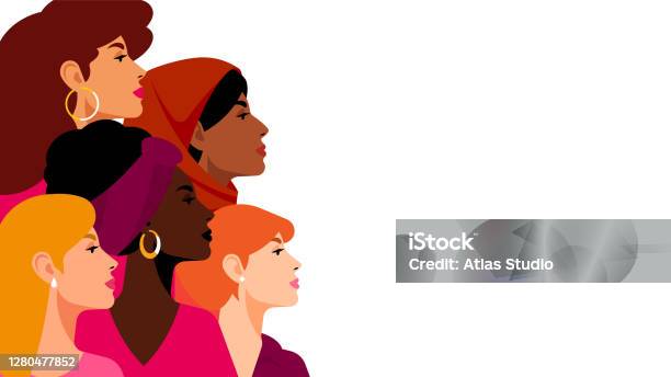 Multiethnic Women A Group Of Beautiful Women With Different Beauty Hair And Skin Color The Concept Of Women Femininity Diversity Independence And Equality Vector Illustration Stock Illustration - Download Image Now