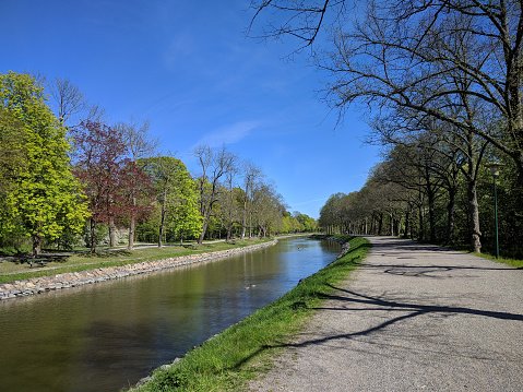 The view of Djurgardsbrunn Canal in summer time, Stockholm, Sweden.