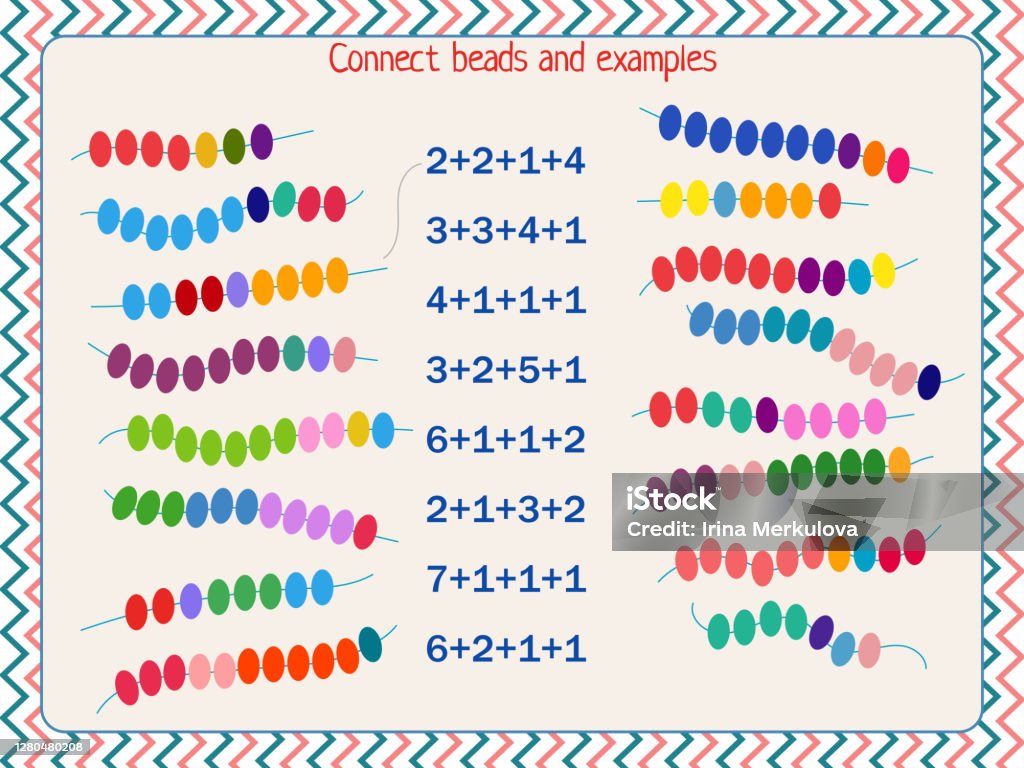 Simple Math Connection Mathematical Game Connect Examples And Beads Stock Illustration ...
