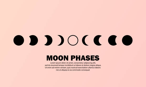 ay evreleri simgesi. yeni aydan dolunaya tüm döngü. gece uzayı astronomi konsepti. vektör eps 10. arka planda yalıtılmış - moon stock illustrations