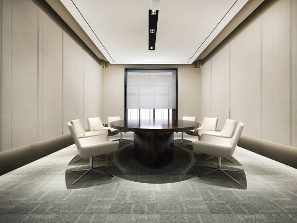 istock 3d rendering business meeting room on high rise office building 1280484516