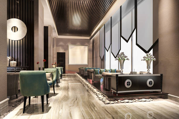 istock 3d rendering luxury hotel reception hall and lobby reception 1280484519