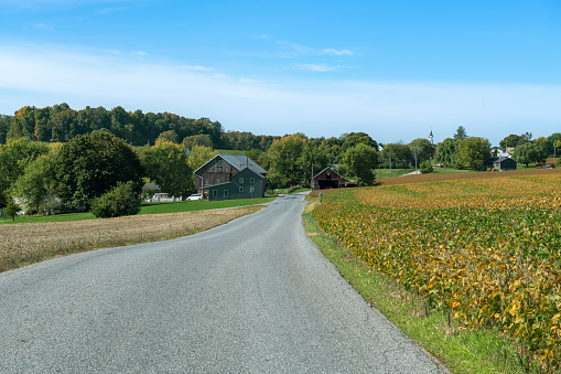 A scenic early Autumn landscape in Glen Rock, York County Pennsylvania.