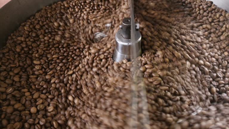 Coffee Roaster Cooling Batch of Beans.