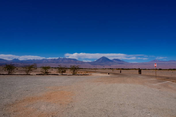 Empty parking lot at the Atacama desert region, Chile.