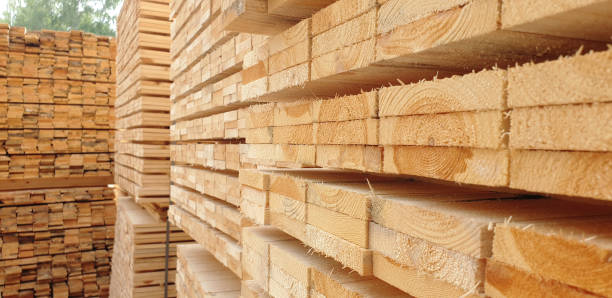 istock Stacks of cutted wood slabs 1280490528
