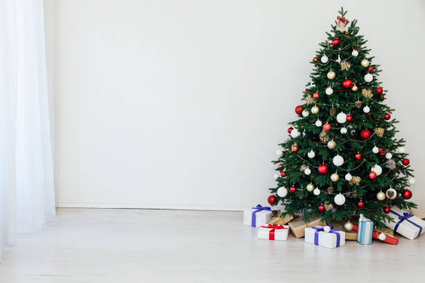 istock Christmas tree with gift decor for new year interior holiday card 1280493531