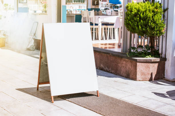 istock white menu stand with empty mockup place for advertise message on pathway near street cafe 1280498409