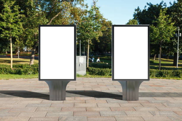 istock Advertising billboard stand mock up on the street. 1280500706