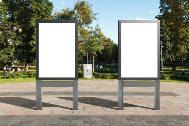 istock Advertising billboard stand mock up on the street. 1280500859