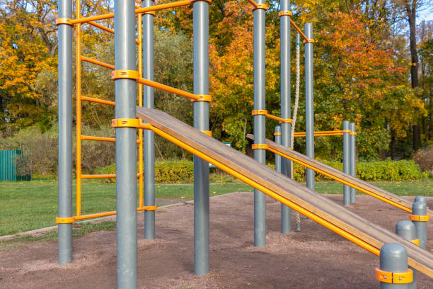istock Empty sports ground for workout in autumn park 1280502987