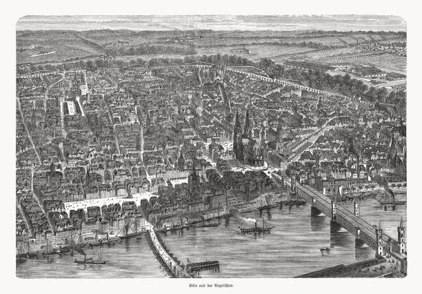 istock Historical view of Cologne, Germany, wood engraving, published in 1893 1280505746