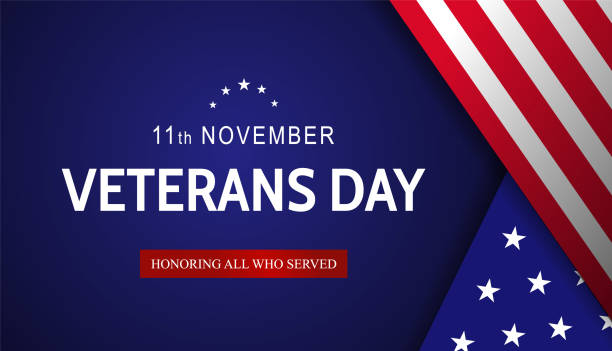 istock Veterans day. Honoring all who served. Banner or card design template with text and flag in vector 1280509439