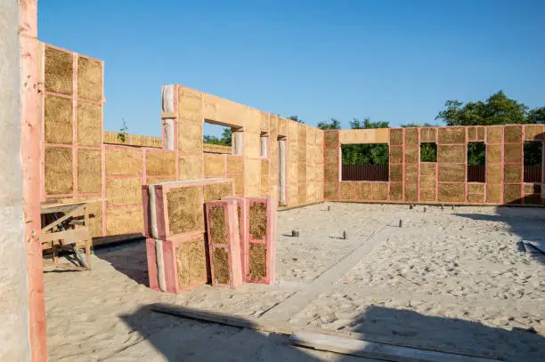 Photo of The texture of the straw block for the construction of environmentally friendly houses.